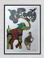 Composite Elephant Gond painting by Santosh Uikey