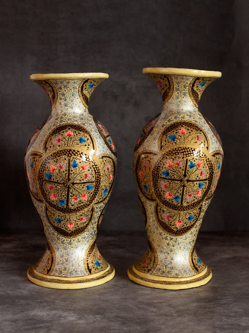 Cream Base Paper Mache Vase by Riyaz