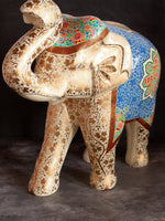 Cream Paper Mache Elephant by Riyaz