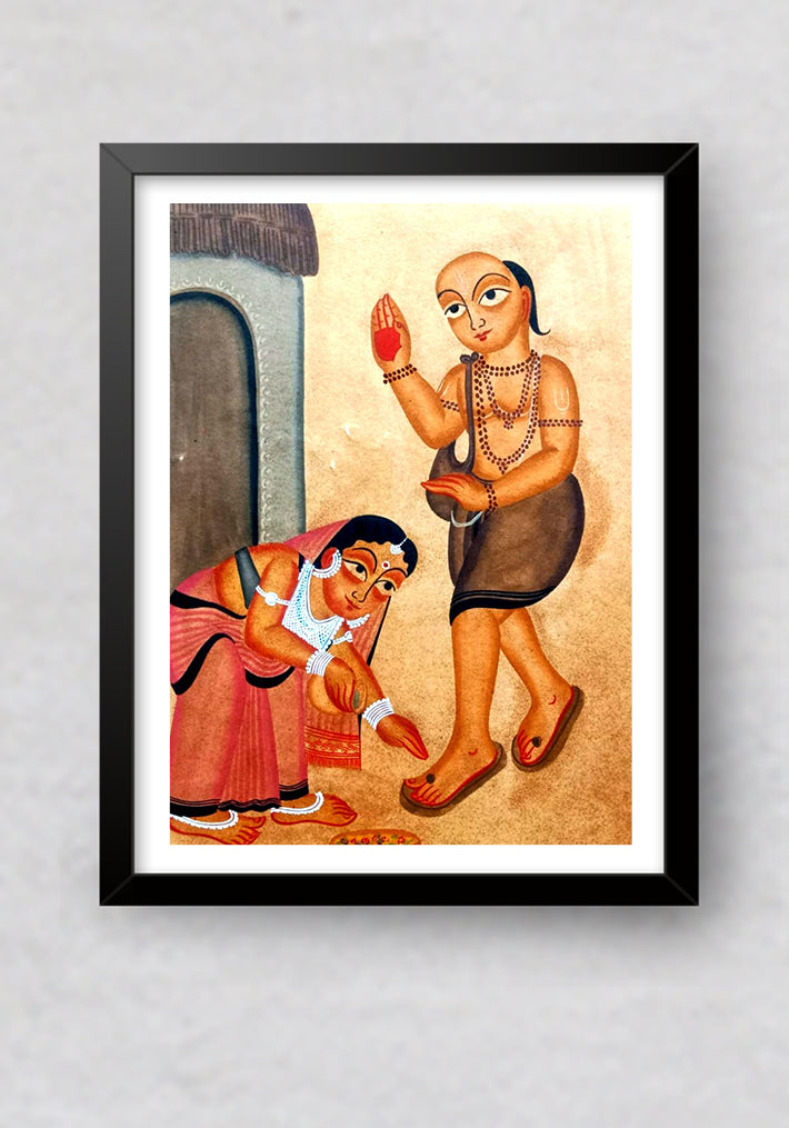 Devotion, Kalighat Art by Bapi Chitrakar