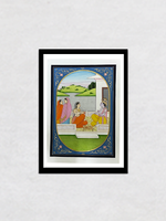 Draupadi and Krishna: Kangra Painting by Mukesh Kumar Dhiman