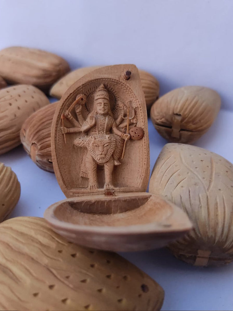 Durga Maa Sandalwood Miniature Artwork by Om Prakash