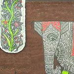 ELEPHANTS, VEGAN CORK HANDPAINTED BROWN WALLET-