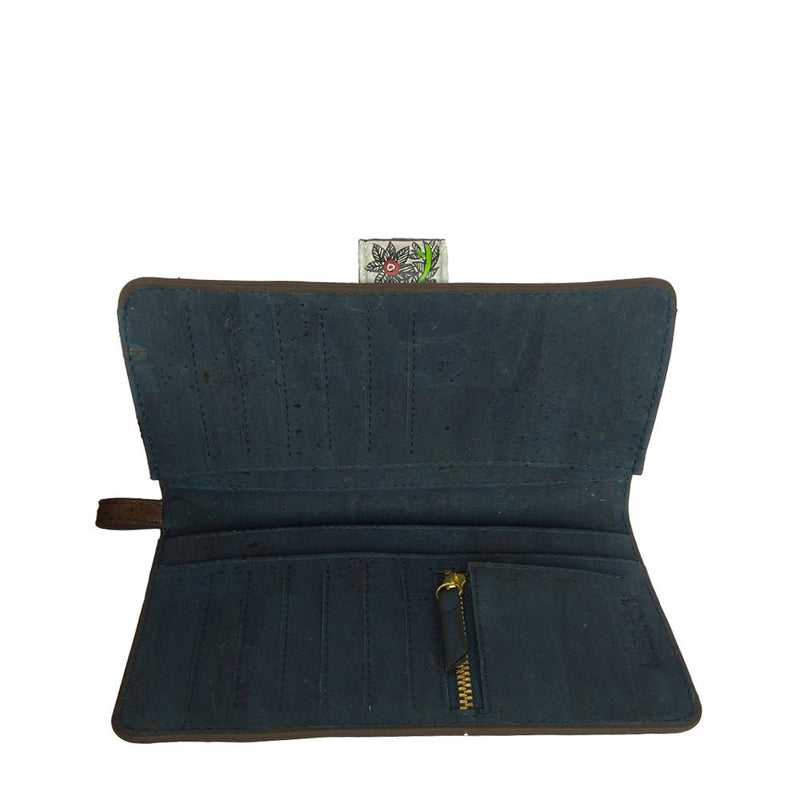 ELEPHANTS, VEGAN CORK HANDPAINTED BROWN WALLET-
