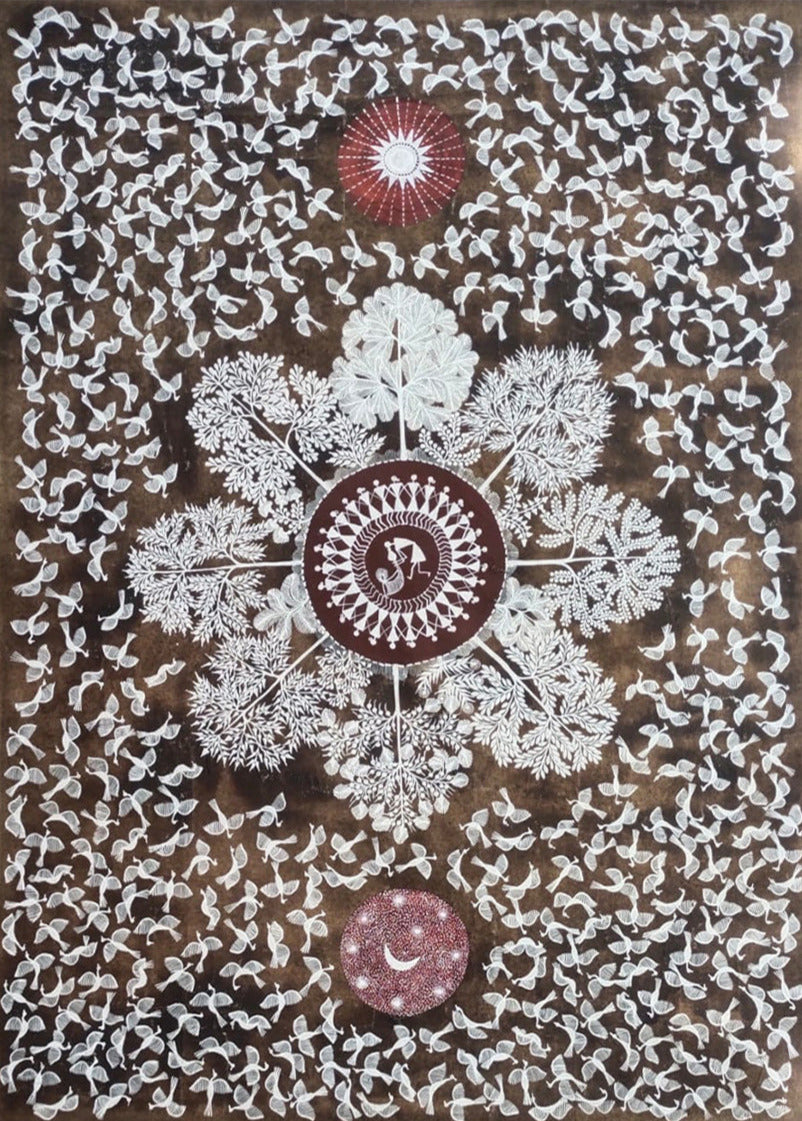 Elements of Nature: Warli Painting by Dilip Rama Bahotha