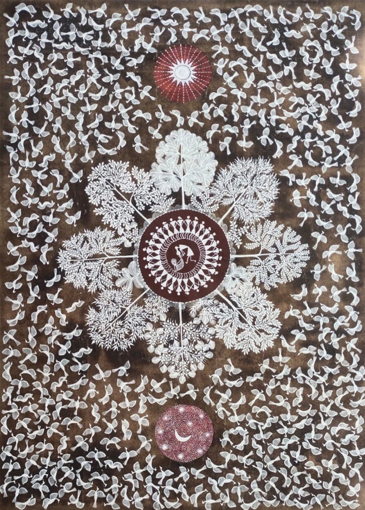Elements of Nature: Warli Painting by Dilip Rama Bahotha Thumbnail