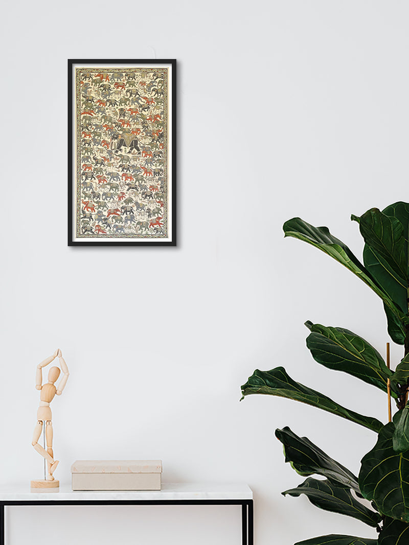 Elephants: Pattachitra painting by Gitanjali Das