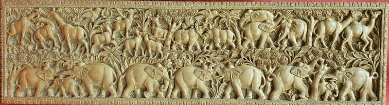 Elephants in the forest: Woodwork Art by Neeraj Bondwal-Paintings by Master Artists