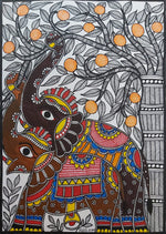 Elephants in Nature Madhubani painting by Priti Karn