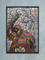 Whispers of Elephant: Madhubani artwork by Priti Karn