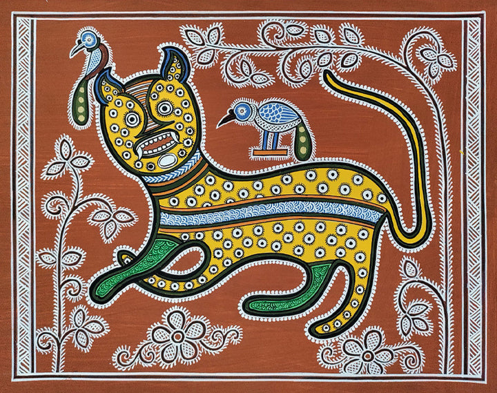 Ferocious Tiger in Mandana Painting by Vidya Soni Thumbnail