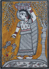 Goddess in Fishing:Madhubani painting by Priti Karn