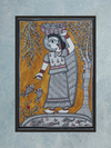 Goddess in Fishing:Madhubani painting by Priti Karn
