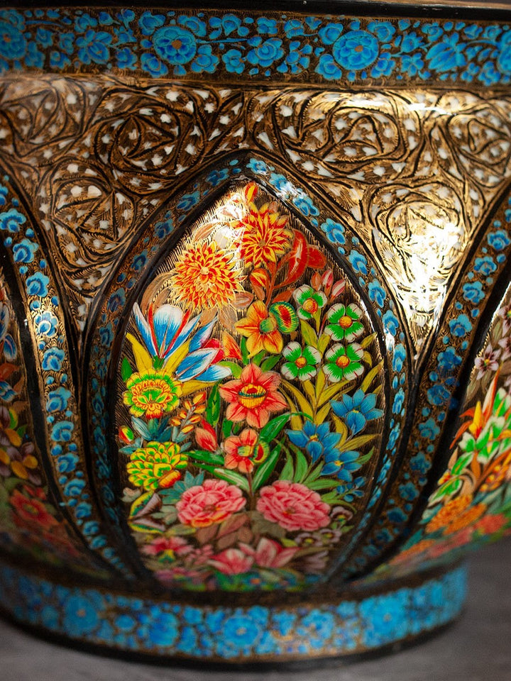 Floral Paper Mache Bowl by Riyaz Khan Thumbnail
