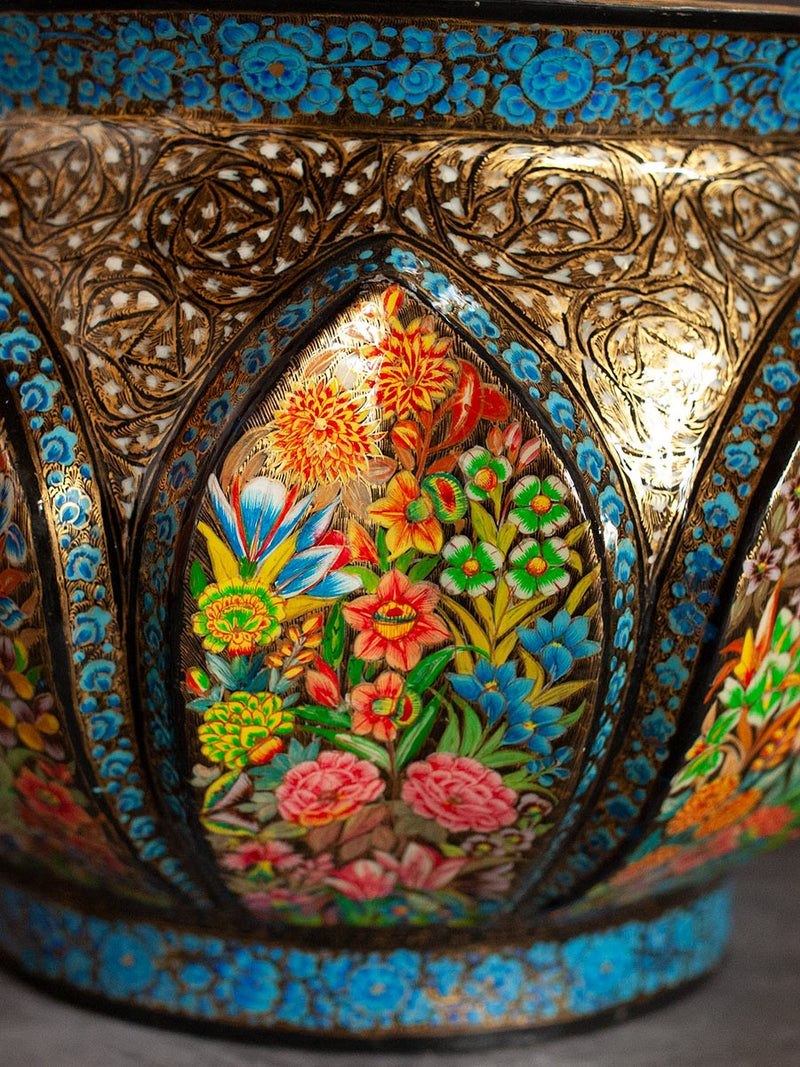 Floral Paper Mache Bowl by Riyaz Khan