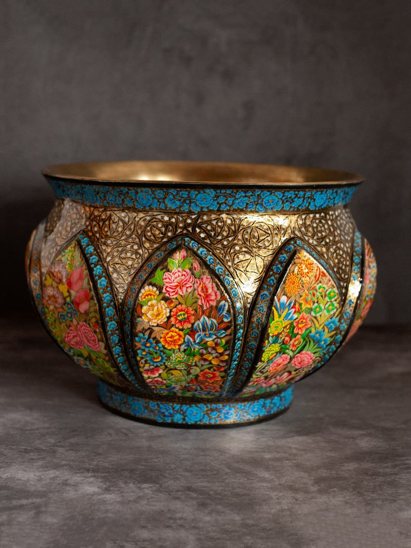 Floral Paper Mache Bowl by Riyaz Khan