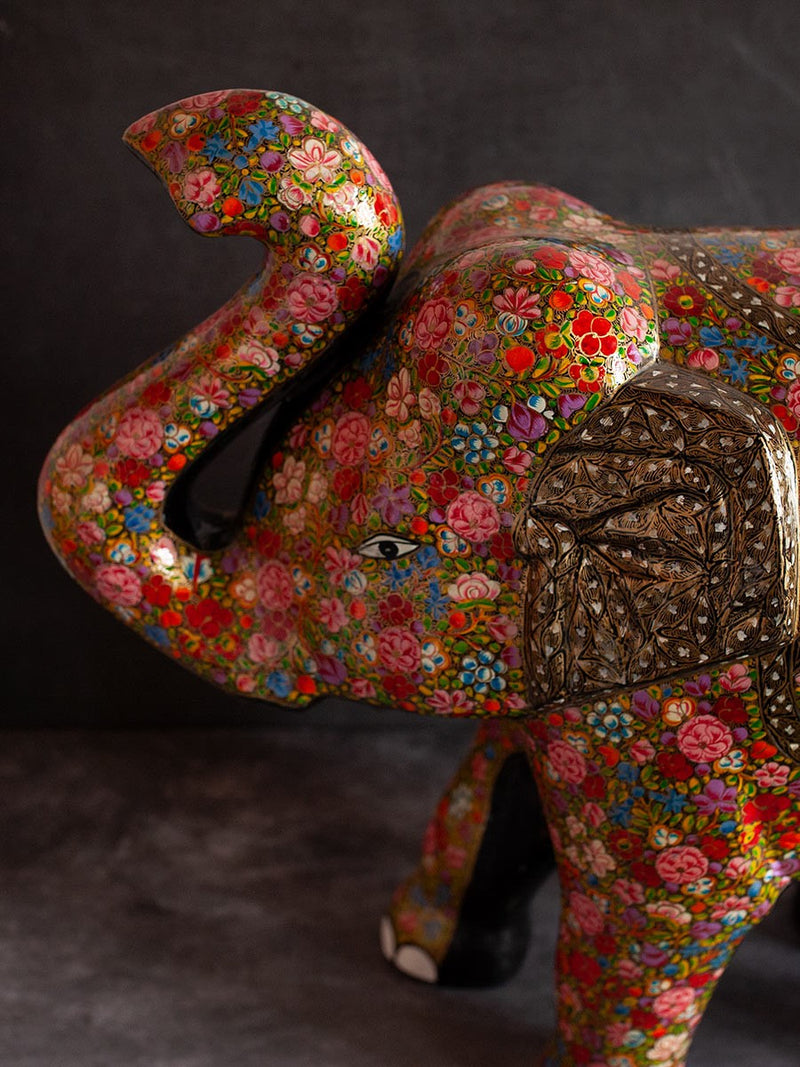 Floral Paper Mache Elephant by Riyaz Khan