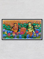 Flower Girls, Kerala Mural Painting by Adarsh