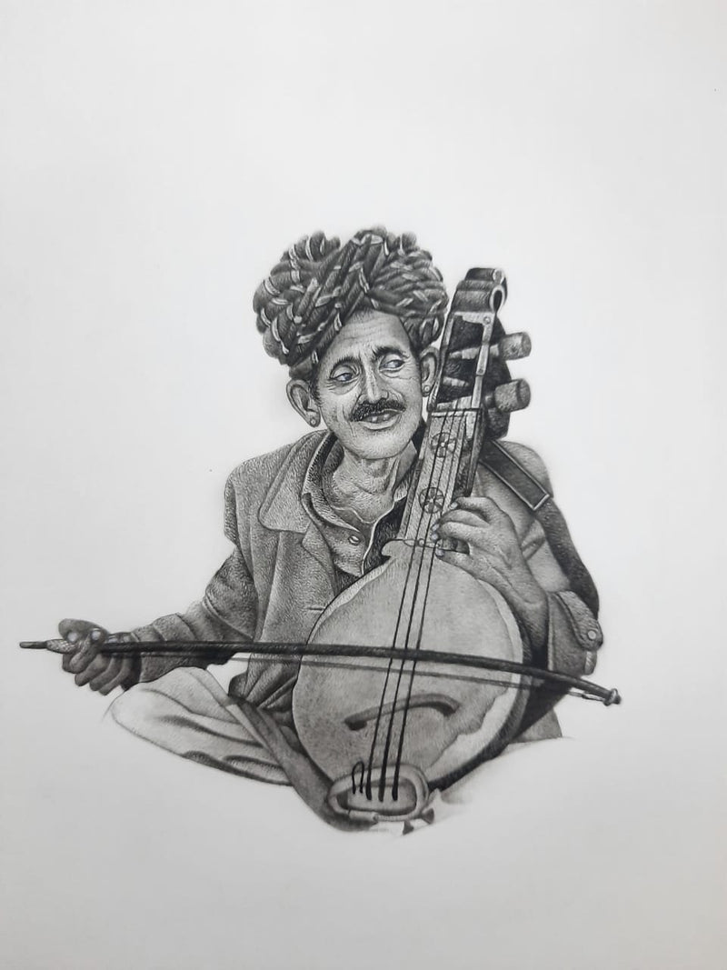 A Kamaicha Player in Miniature Painting by Mohan Prajapati