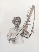 Folk Musician in Miniature Painting by Mohan Prajapati