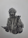 A Folk Musician in Miniature Painting by Mohan Prajapati