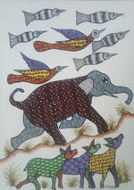 The Forest in a Rush, Gond painting by Santosh Uikey