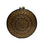 GOLD CHINAR, ROUND PAPER MACHE CLUTCH-Paper Mache Clutch