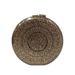 GOLD CHINAR, ROUND WOOD CLUTCH-