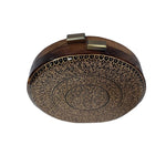 GOLD CHINAR, ROUND WOOD CLUTCH-