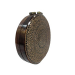 GOLD CHINAR, ROUND WOOD CLUTCH-