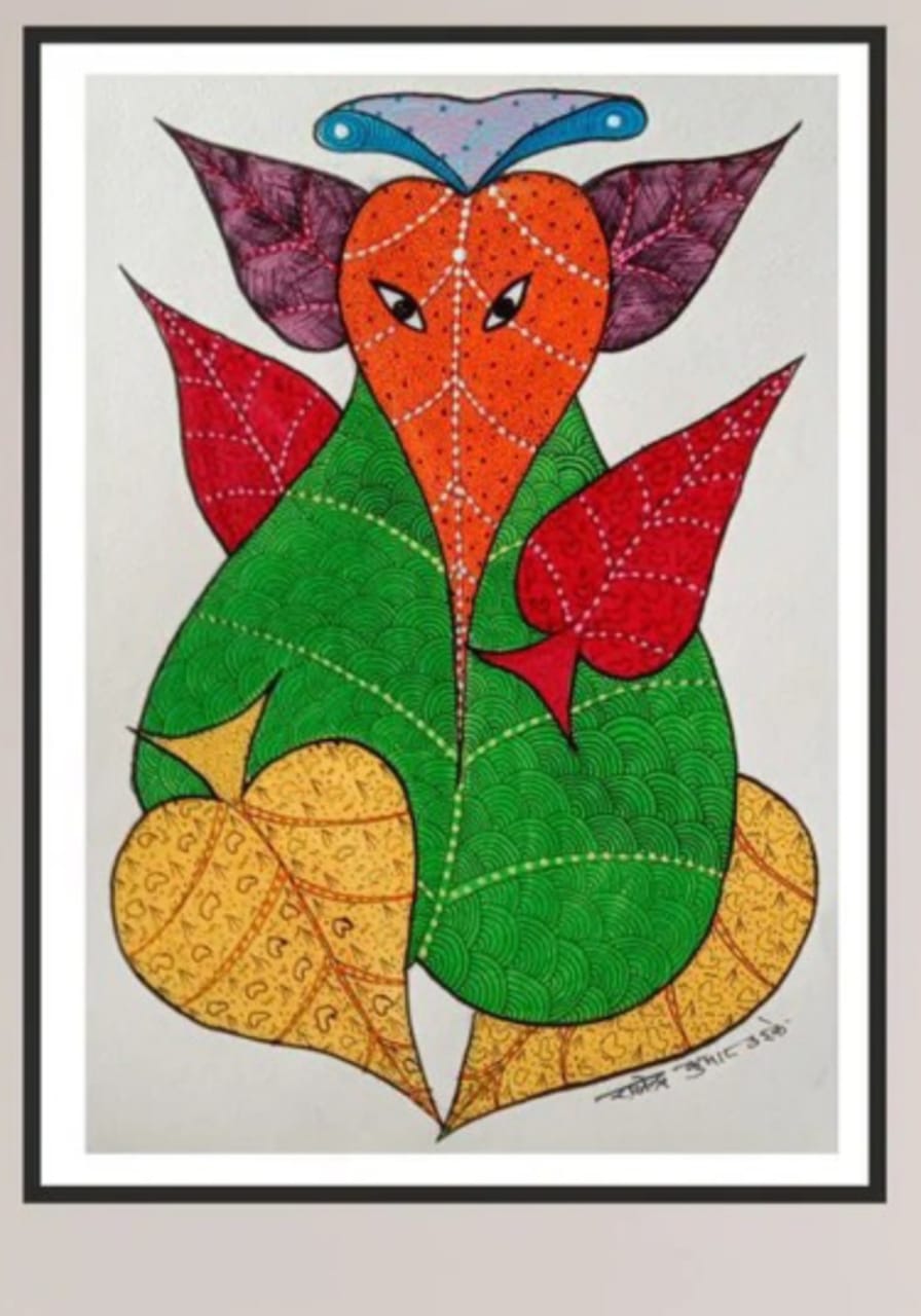 Buy Ganesha Gond Painting Online | Gond Art for Sale | Paintings