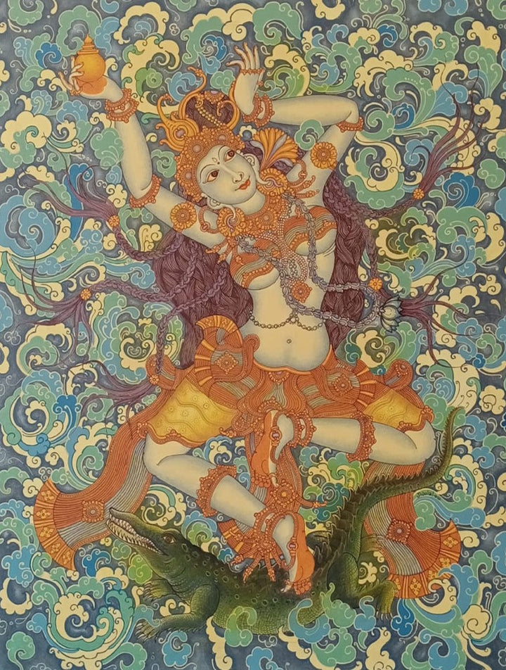 Ganga Mata, Kerala Mural Painting by V.M Jijulal Thumbnail