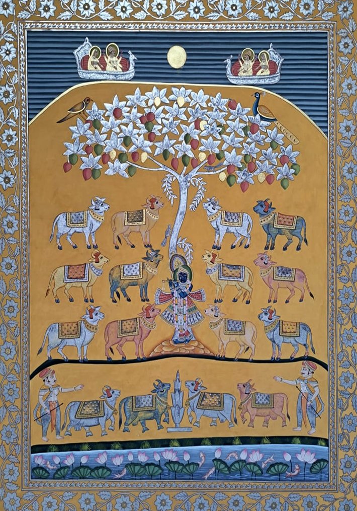 Shrinathji's Harmonious Companions In Pichwai by Shehzaad Ali Sherani Thumbnail