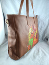 RETURN TO THE ROOT, TAN LEATHER TOTE BAG