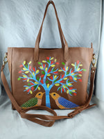 RETURN TO THE ROOT, TAN LEATHER TOTE BAG