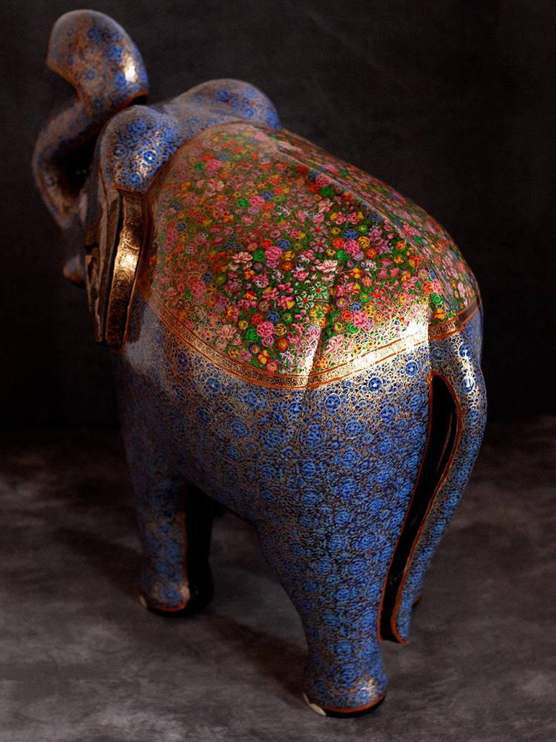 Ivory Blue Paper Mache Elephant by Riyaz