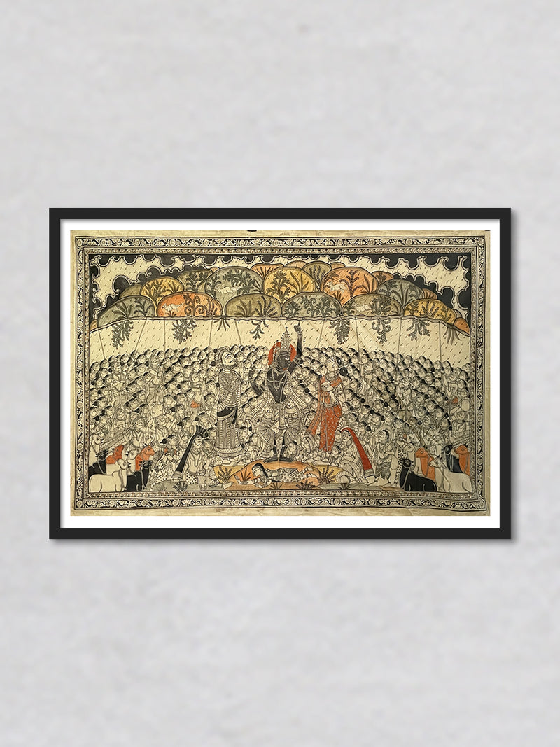 Krishna Girigobardhana: Pattachitra painting by Gitanjali Das