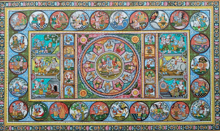 Krishna Leela - Pattachitra Painting by Purusottam Swain for Home Decor Thumbnail