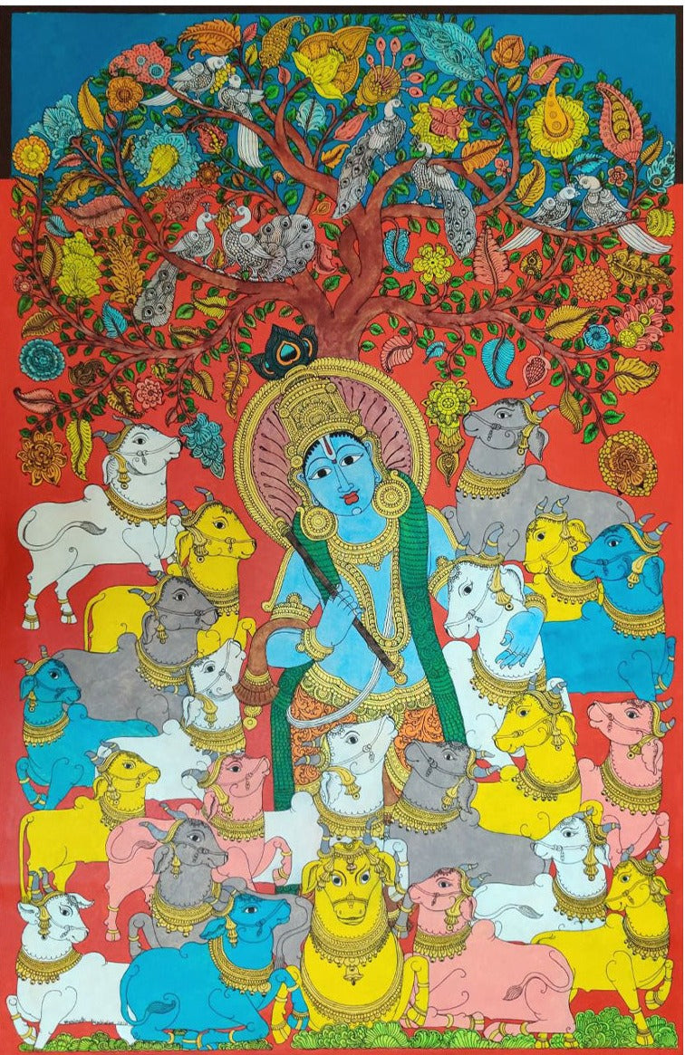 Krishna Gopal: Kalamkari Painting by Harinath.N 