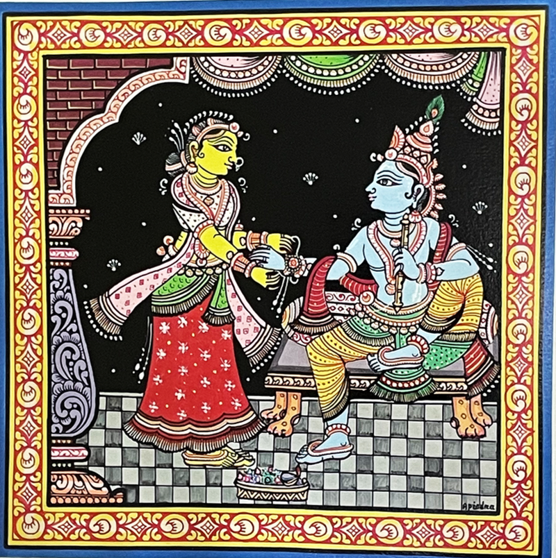 Krishna & Subhadra Pattachitra Painting by Apindra Swain