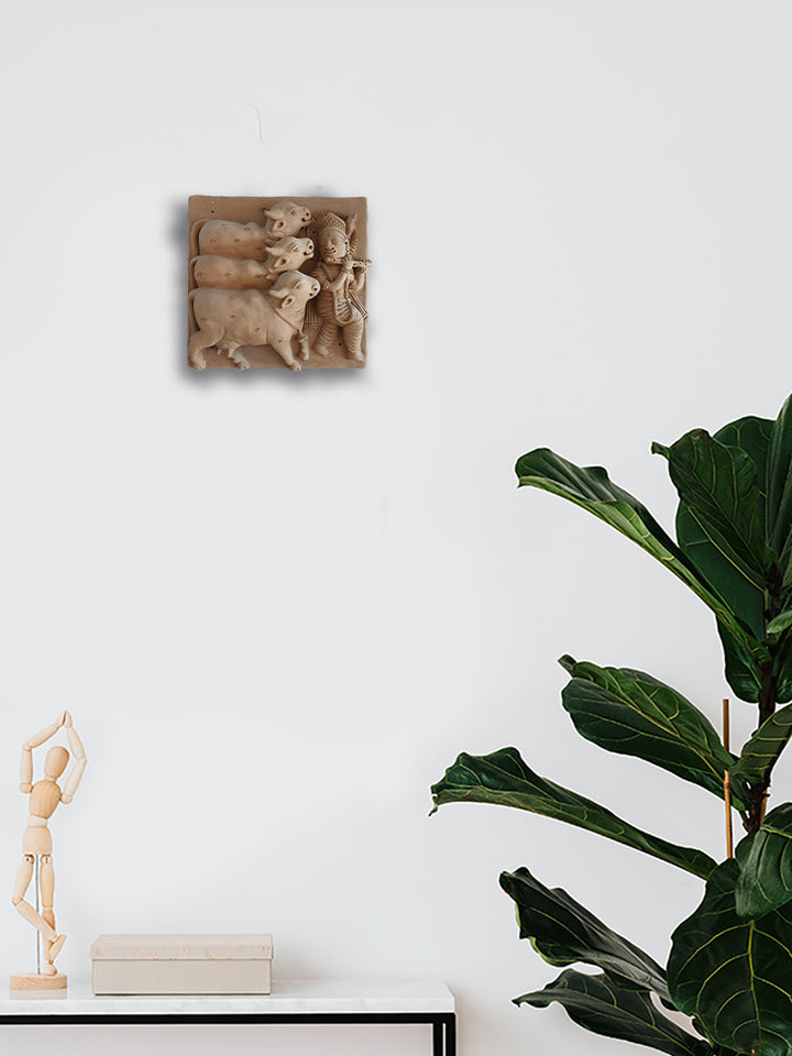 Krishna's Melody Terracotta Wall Hanging by Dinesh Molela Thumbnail