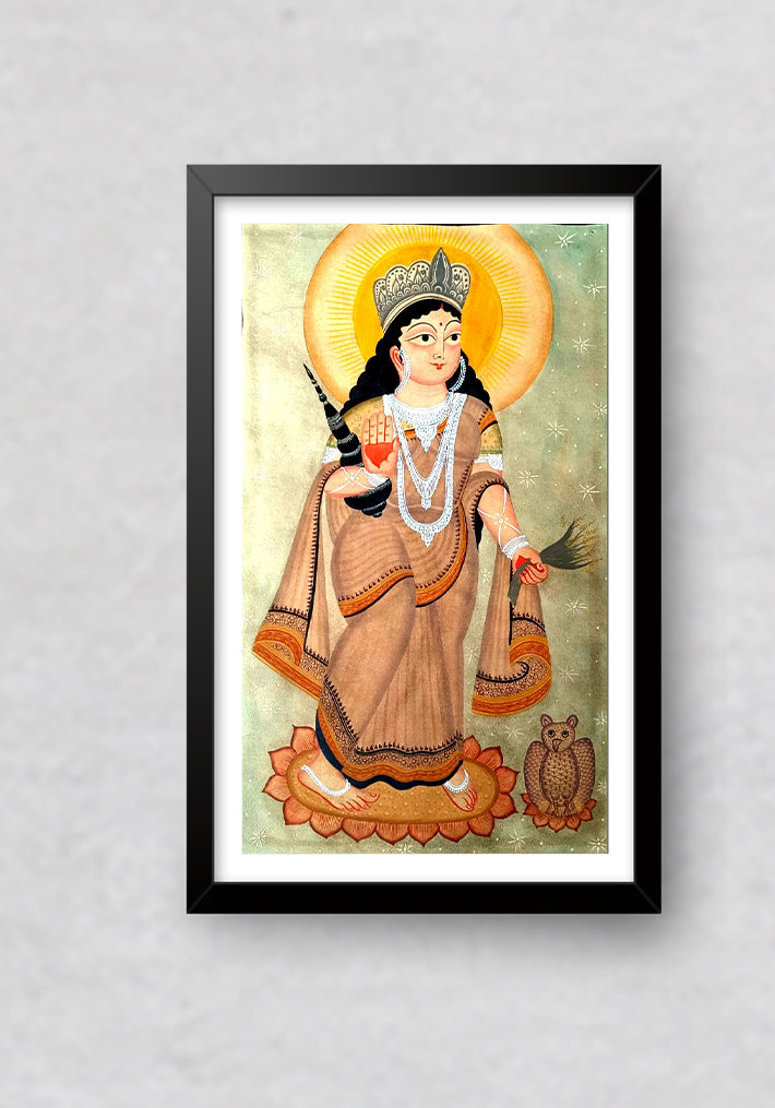 Lakshmi, Kalighat Art by Bapi Chitrakar
