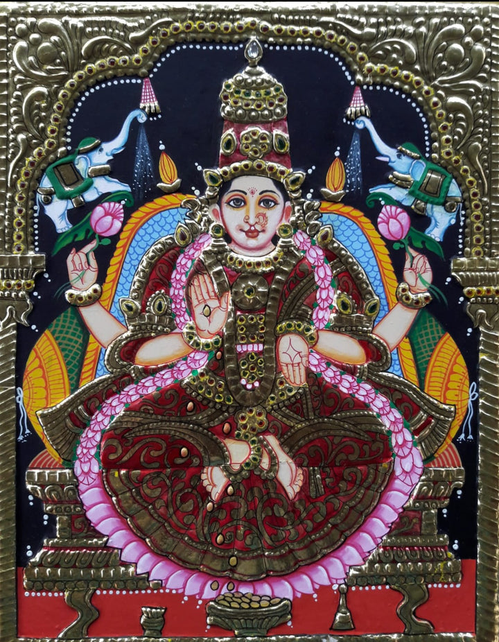 Maa Lakshmi Tanjore Painting by Sanjay Tandekar Thumbnail