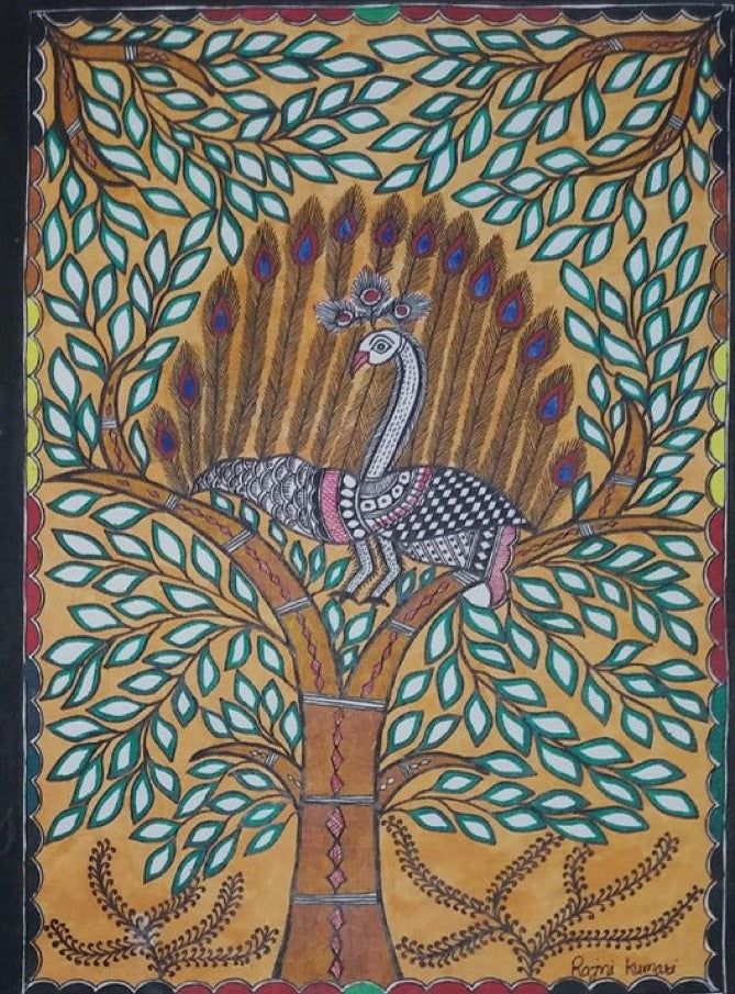 Tree of Life Madhubani Painting by Ambika Devi Thumbnail