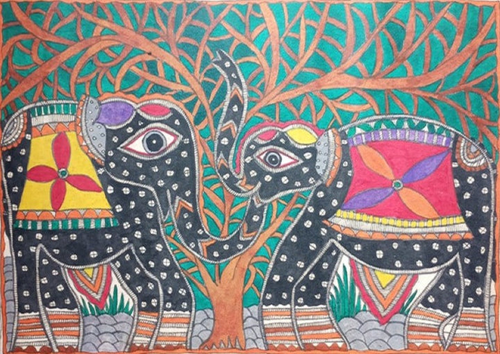 Majestic Vibrancy: Madhubani Painting by Priti Karn Thumbnail