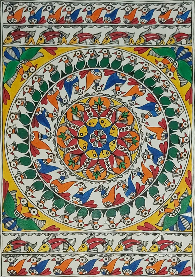 Circle of Life:Madhubani Artwork by Priti Karn