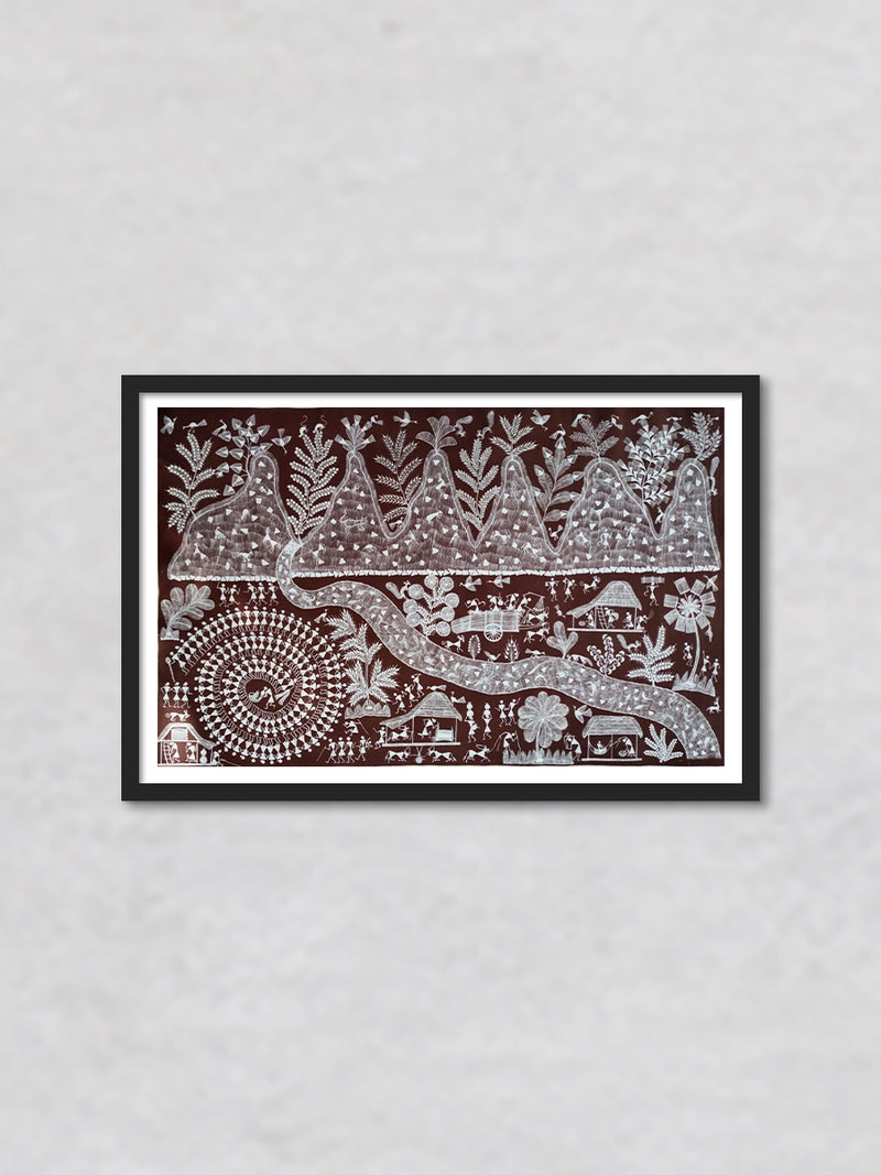 Mountains: Warli Painting by Dilip Rama Bahotha