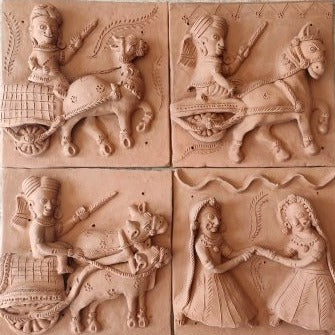 My Village: Set of 4 Terracotta Art Tiles by Dinesh Molela Thumbnail