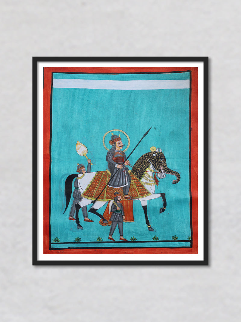 Noble on a Horse Kavad Painting by Dwarka Prasad