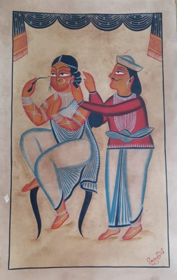 Opulent Charm:Kalighat painting by Hasir Chitrakar Thumbnail